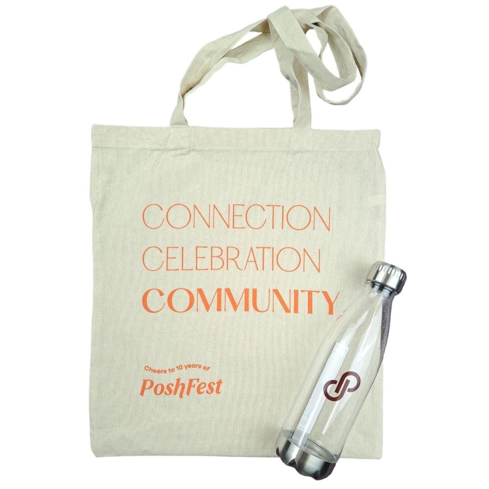 Poshfest Poshmark Tote Bag Water Bottle Souvenir Posh Logo Convention Swag New